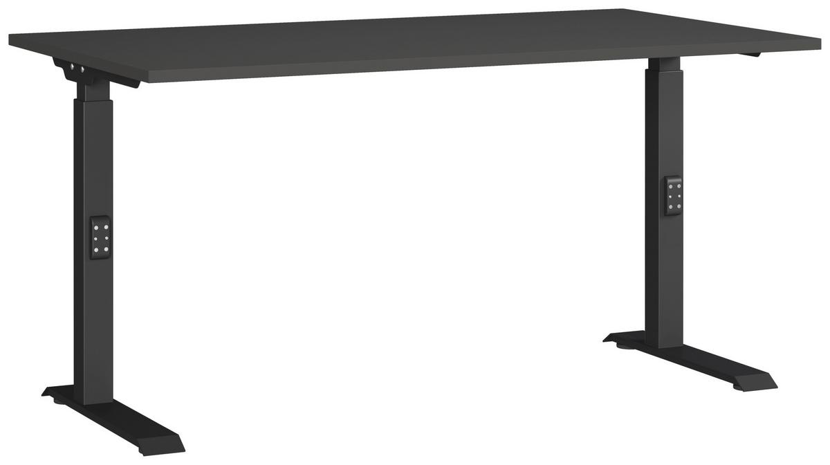 Schreibtisch Schwarz/Graphitfarben L: 140cm - Schwarz/Graphitfarben, MODERN, Holzwerkstoff/Metall (140/80/68-91cm) - Germania