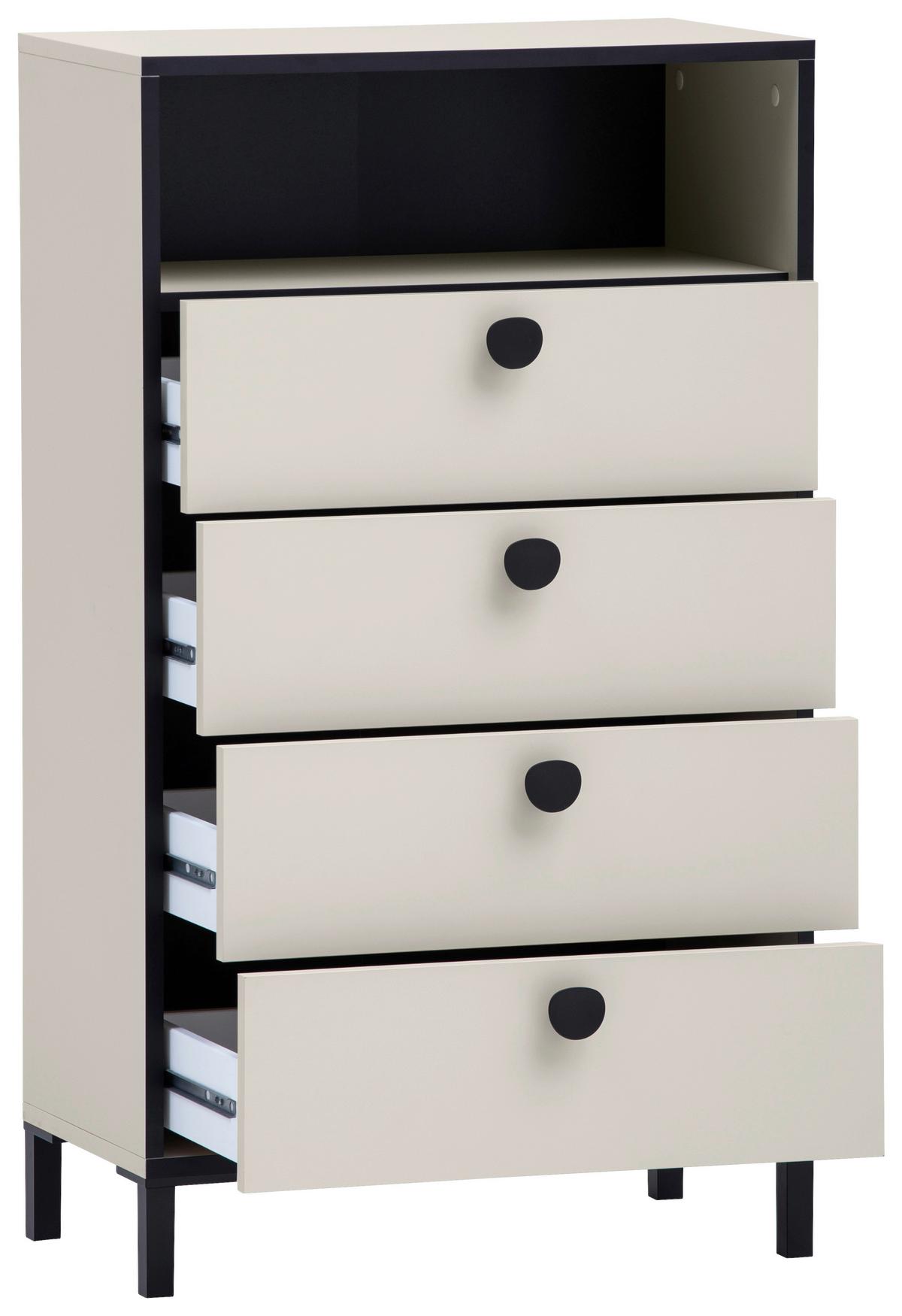 Highboard Edda, Beige B: 60,2 Cm - Beige/Schwarz, Design, Holzwerkstoff (60,2/103,4/33,05cm) - MID.YOU