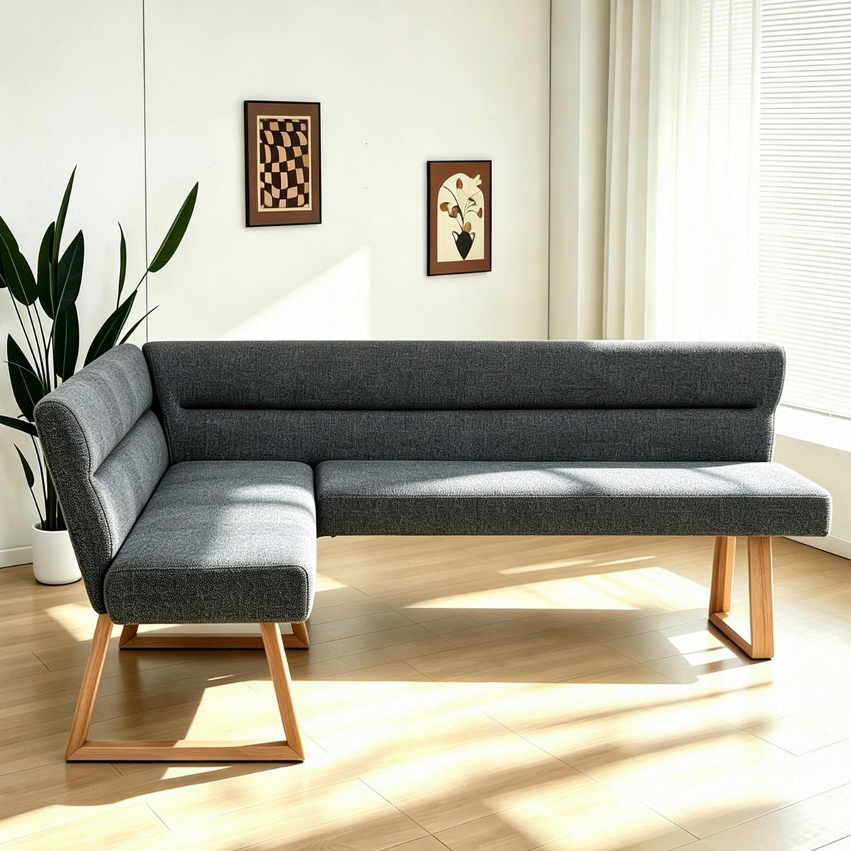 Eckbank Linnea Eichefarben/D-Grau B:162-204cm - Dunkelgrau/Eichefarben, MODERN, Holz/Textil (162-204/82/61cm) - Livetastic
