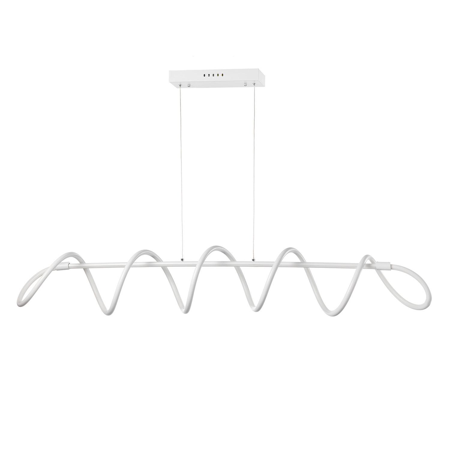 LED-Hängeleuchte Weiß Hochglanz L: 120 cm - Weiß Hochglanz, Design, Metall (120/30/130cm)