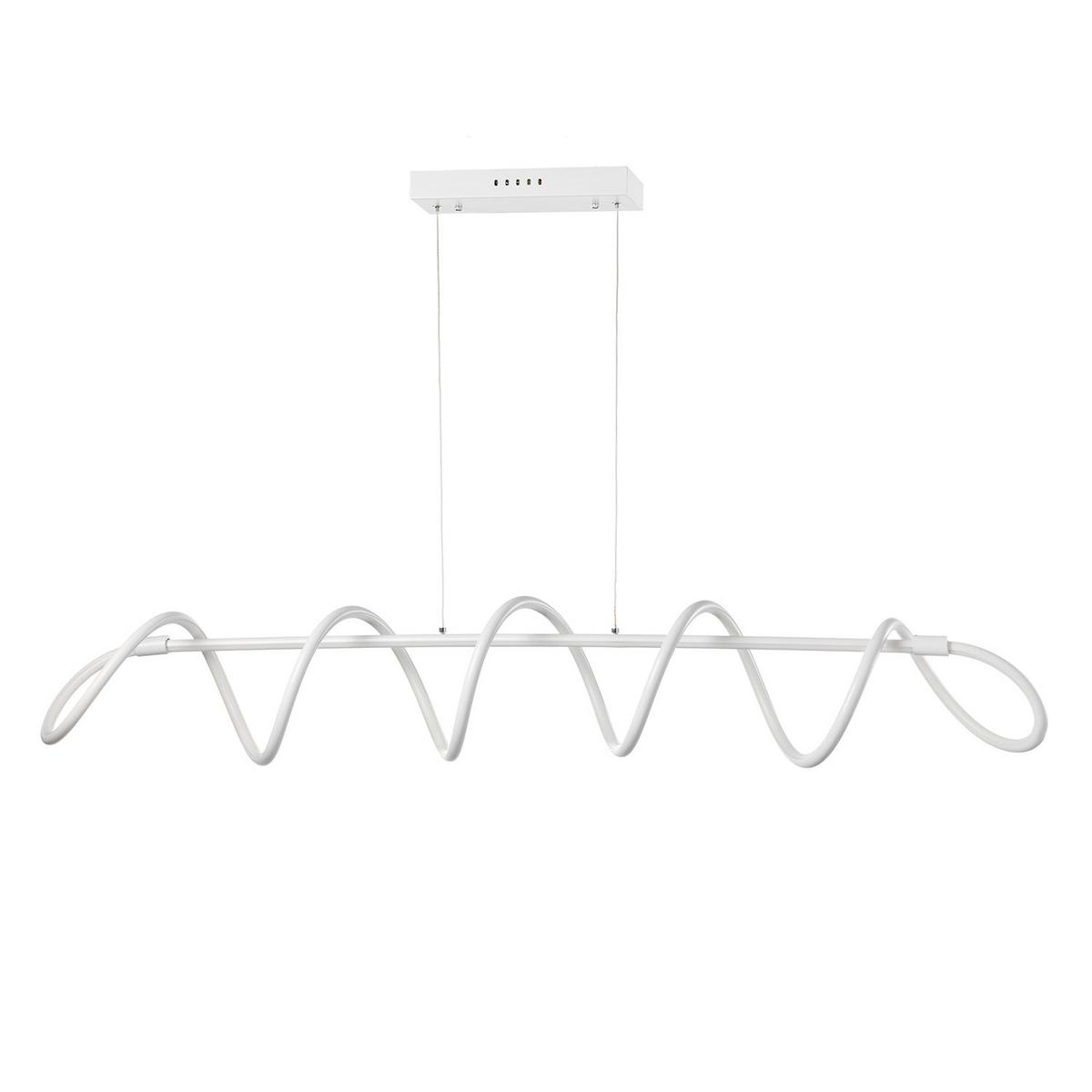 LED-Hängeleuchte Weiß Hochglanz L: 120 cm - Weiß Hochglanz, Design, Metall (120/30/130cm)