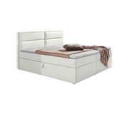 Boxspringbett mit Bettkasten, Lederlook 180x200cm Mercura - Weiß, MODERN, Holzwerkstoff/Textil (195/115/220cm)