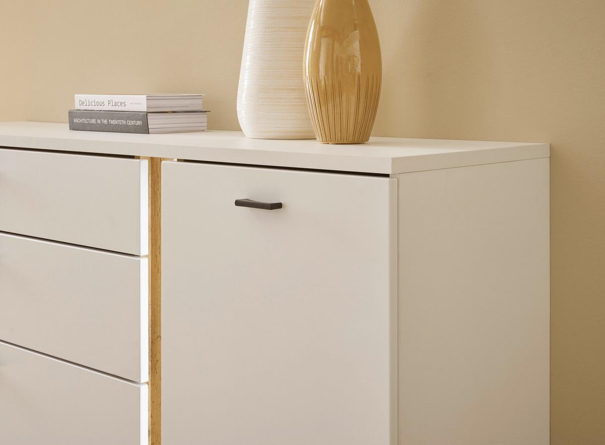 Sideboard Long Island Weiß/eiche Wotan B: 150 Cm - Silberfarben/Eiche Wotan, Design, Holzwerkstoff (150/86/42cm) - MID.YOU