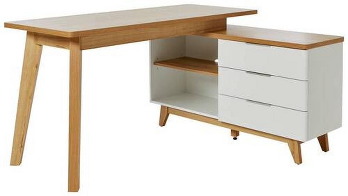 Eckschreibtisch Libre D 240 E - Eichefarben/Weiß, KONVENTIONELL, Holzwerkstoff (140/118/76cm) - Livetastic