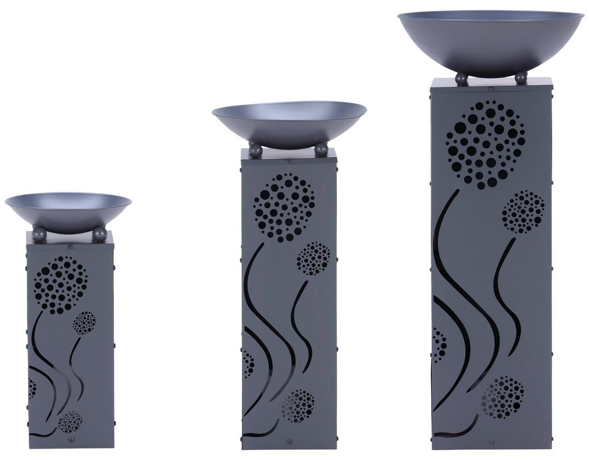 Led Dekosäule Mit Schale Pusteblume H: 87 Cm - Grau, Basics, Metall (38/38/87cm)