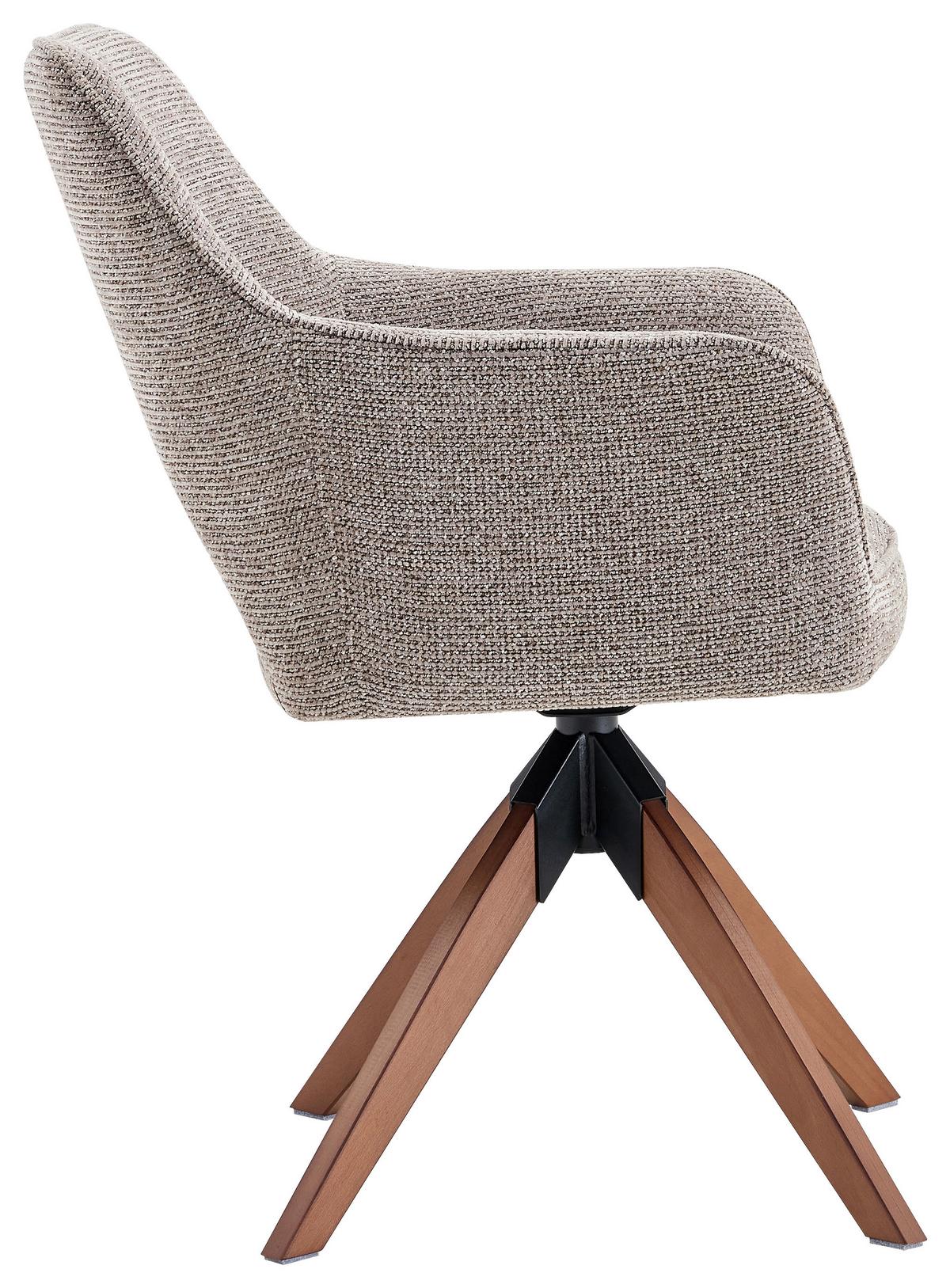 Armlehnstuhl Puro Walnussfarben/Taupe B: 60 cm - Taupe/Walnussfarben, MODERN, Holz/Textil (60/89/65,5cm) - Livetastic