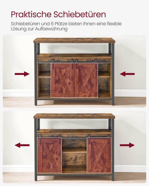 Kommode B: 100 Cm Braun/schwarz - Schwarz/Braun, Trend, Holzwerkstoff/Metall (100/80/33cm) - Boxxx