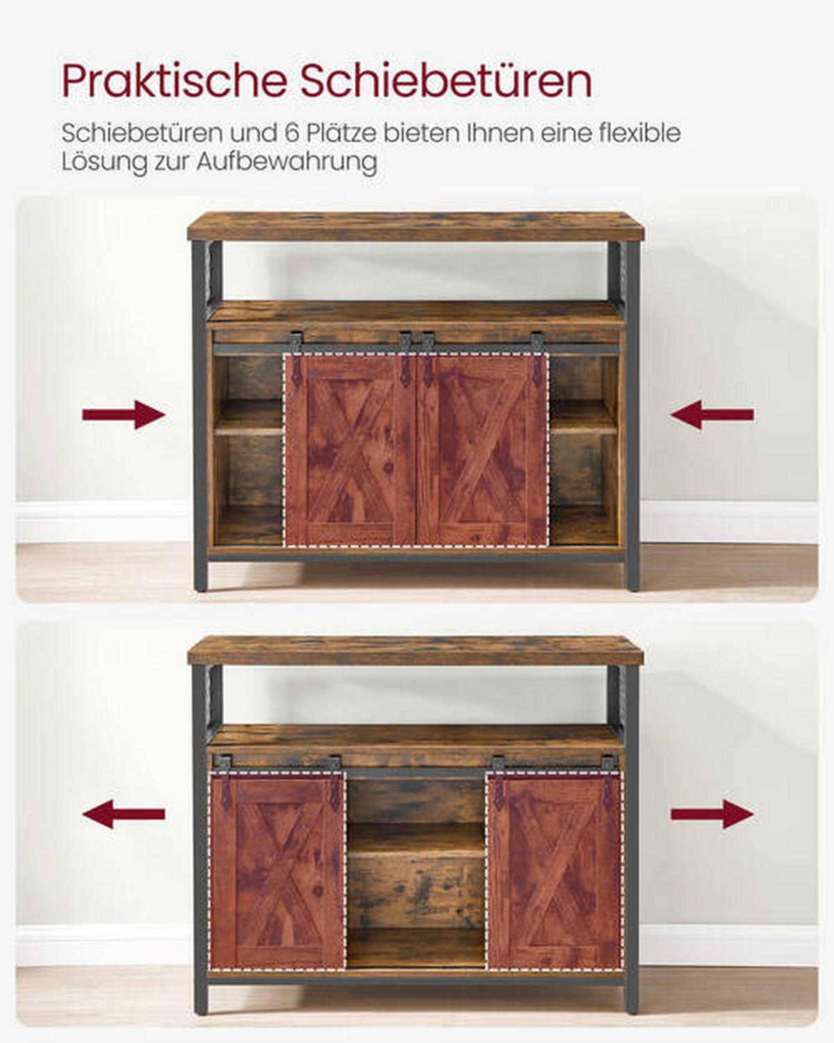 Kommode B: 100 Cm Braun/schwarz - Schwarz/Braun, Trend, Holzwerkstoff/Metall (100/80/33cm) - Boxxx