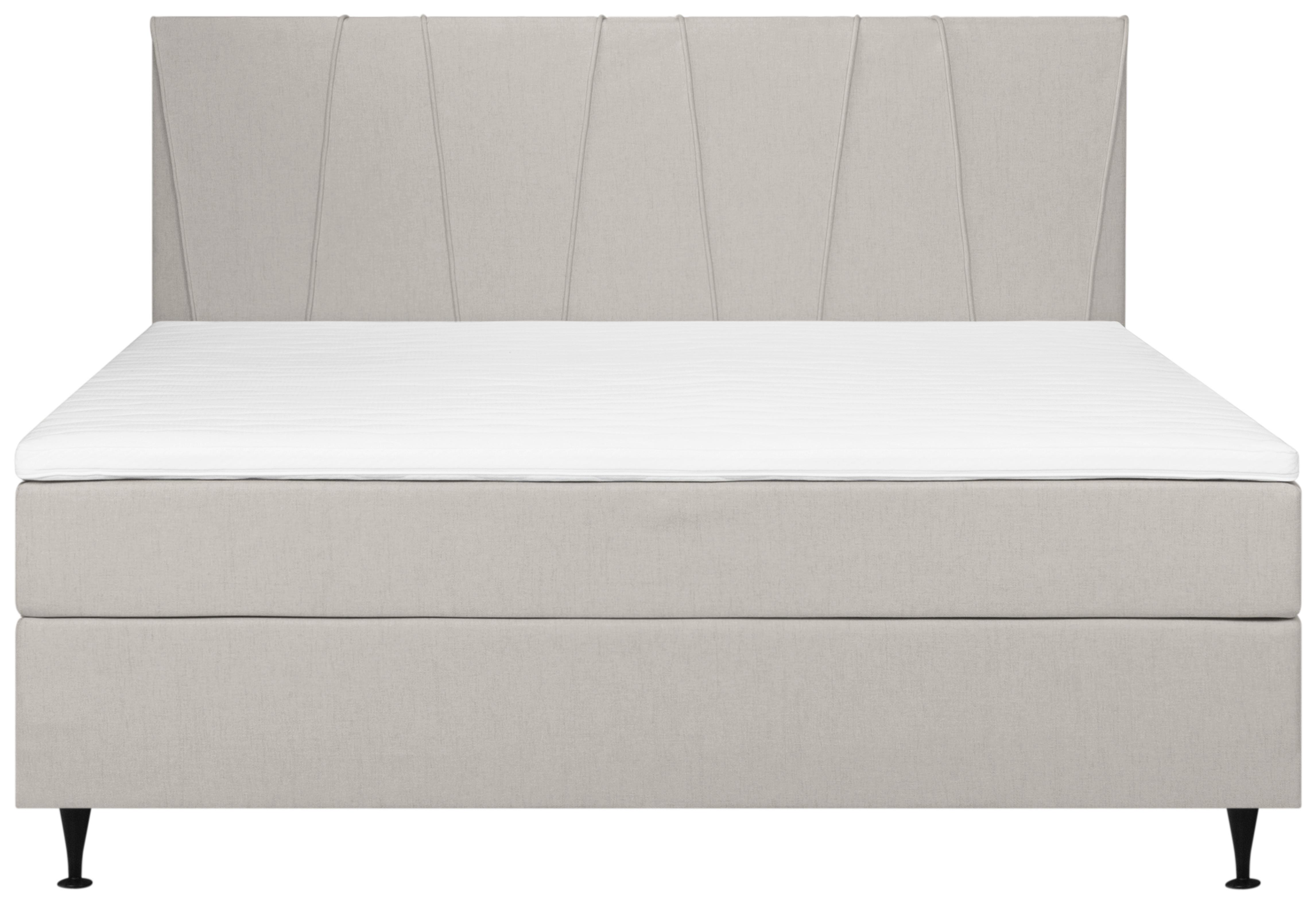 Boxspringbett Mit Topper 160x200 Cm Wels, Beige - Beige/Schwarz, MODERN, Textil (160/200cm) - MID.YOU