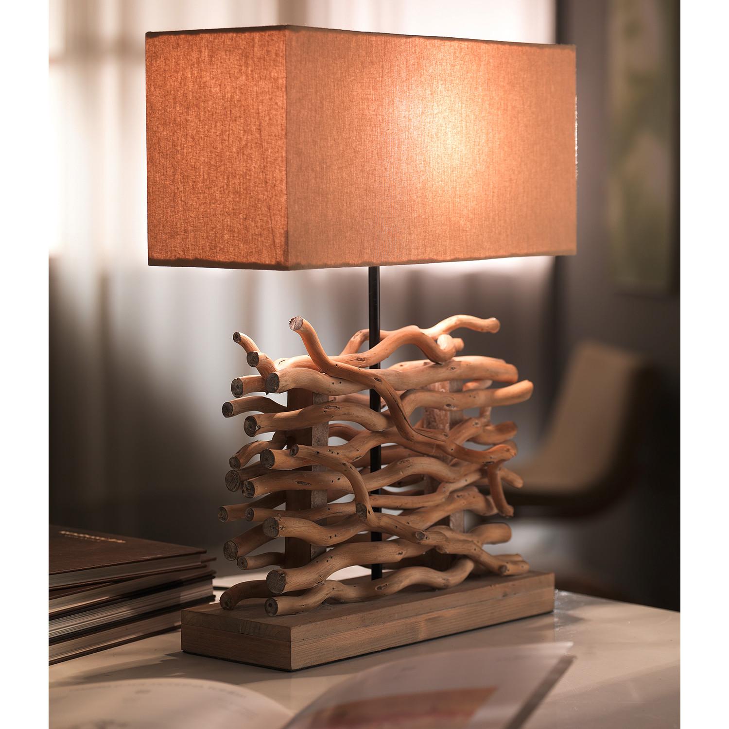 Tischleuchte 4850/lg - Hellbraun, Natur, Holz/Textil (40/50/15cm)