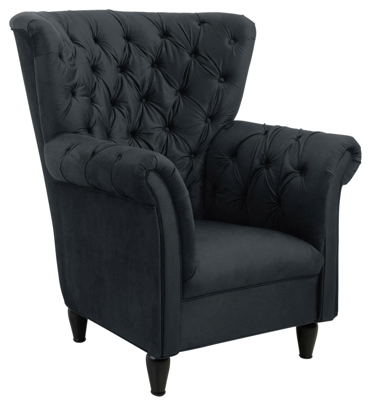 Ohrensessel Cupido - Anthrazit/Schwarz, Design, Textil (96/112/86cm) - MID.YOU