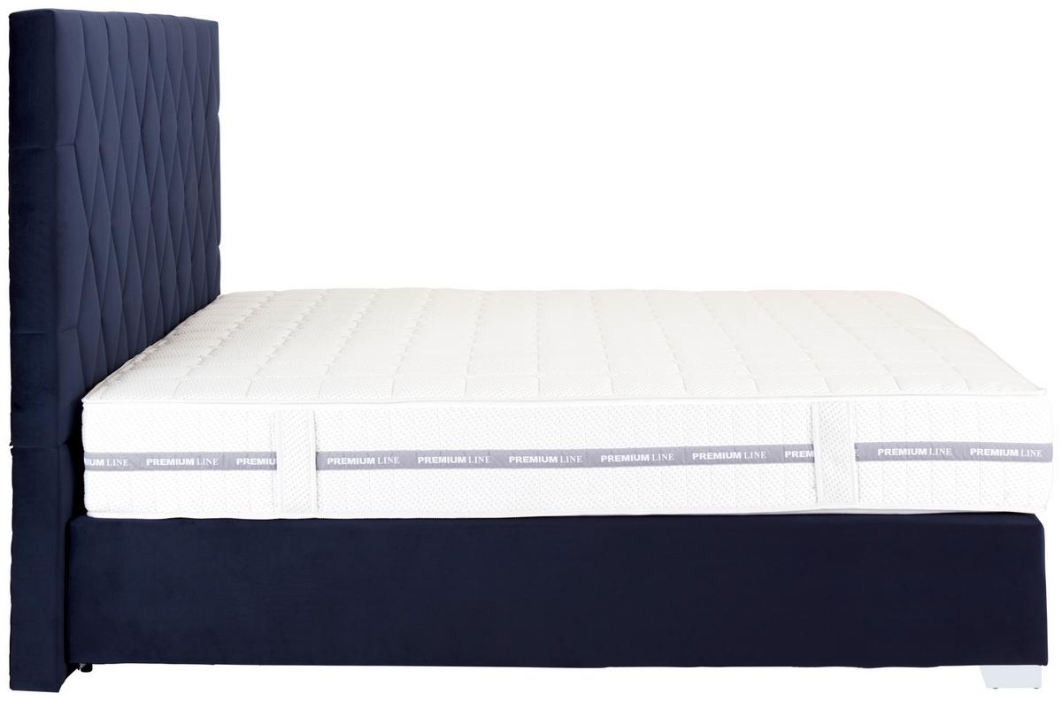 Boxspringbett 160x200cm Paula 1 - Chromfarben/Dunkelblau, MODERN, Textil (160/200cm)