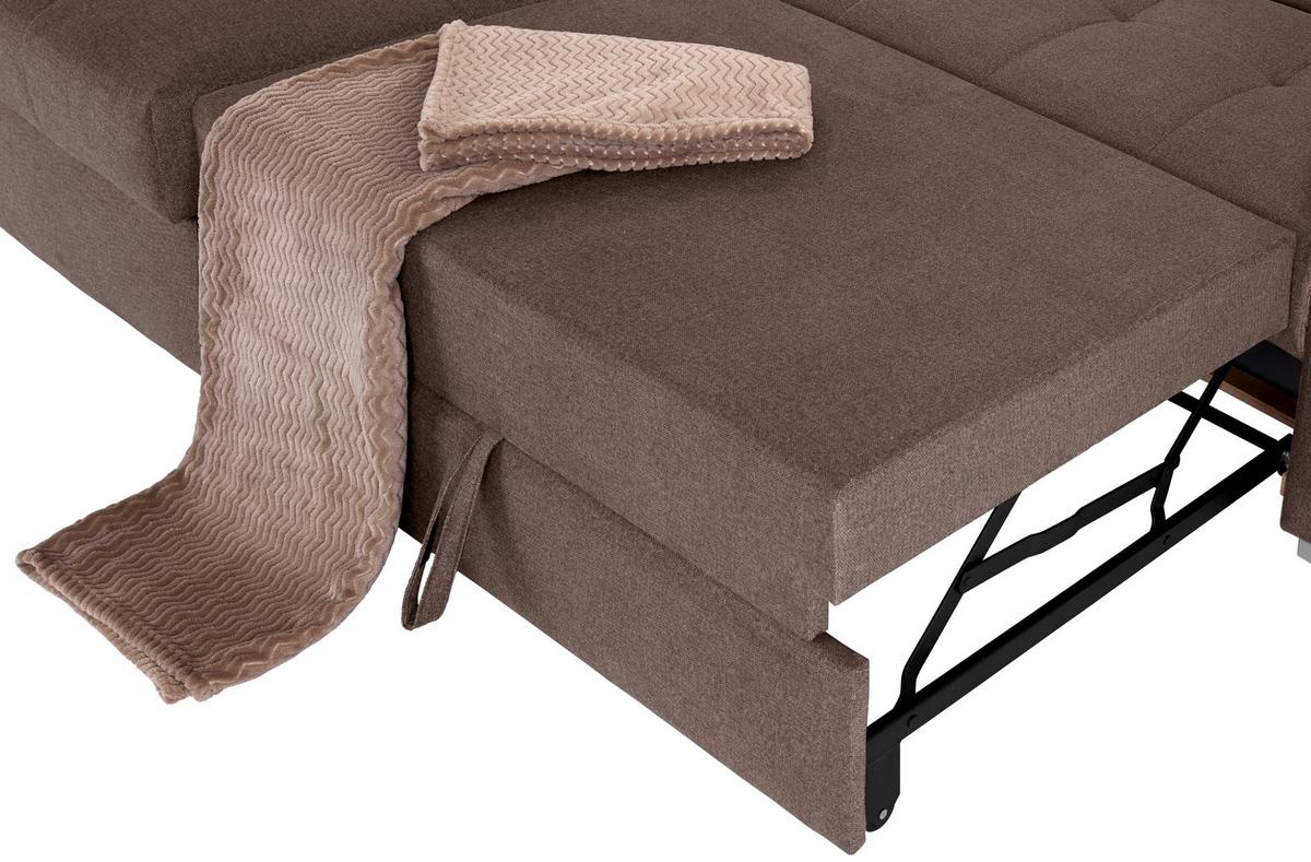 Ecksofa Mit Bettkasten Perry Braun 292x183 Cm - Silberfarben/Braun, Design, Textil (183/292cm) - Livetastic