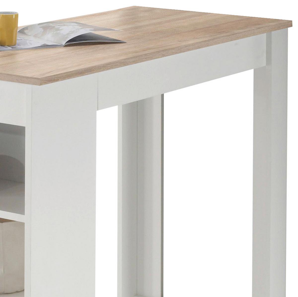Bartisch Mojito 115x50x103 cm Eiche Dekor/Weiß mit Regal - Eichefarben/Weiß, Design, Holzwerkstoff (115/50/103cm) - MID.YOU