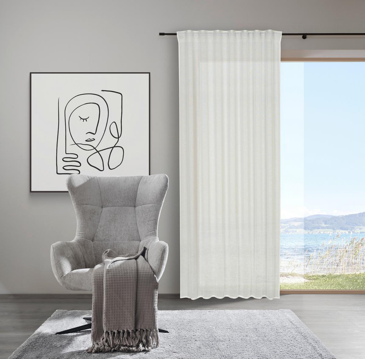 HOTOVÝ ZÁVĚS Sigrid, 140/245 cm - bílá, Romantický / Rustikální, textil (140/245cm) - Premium Living
