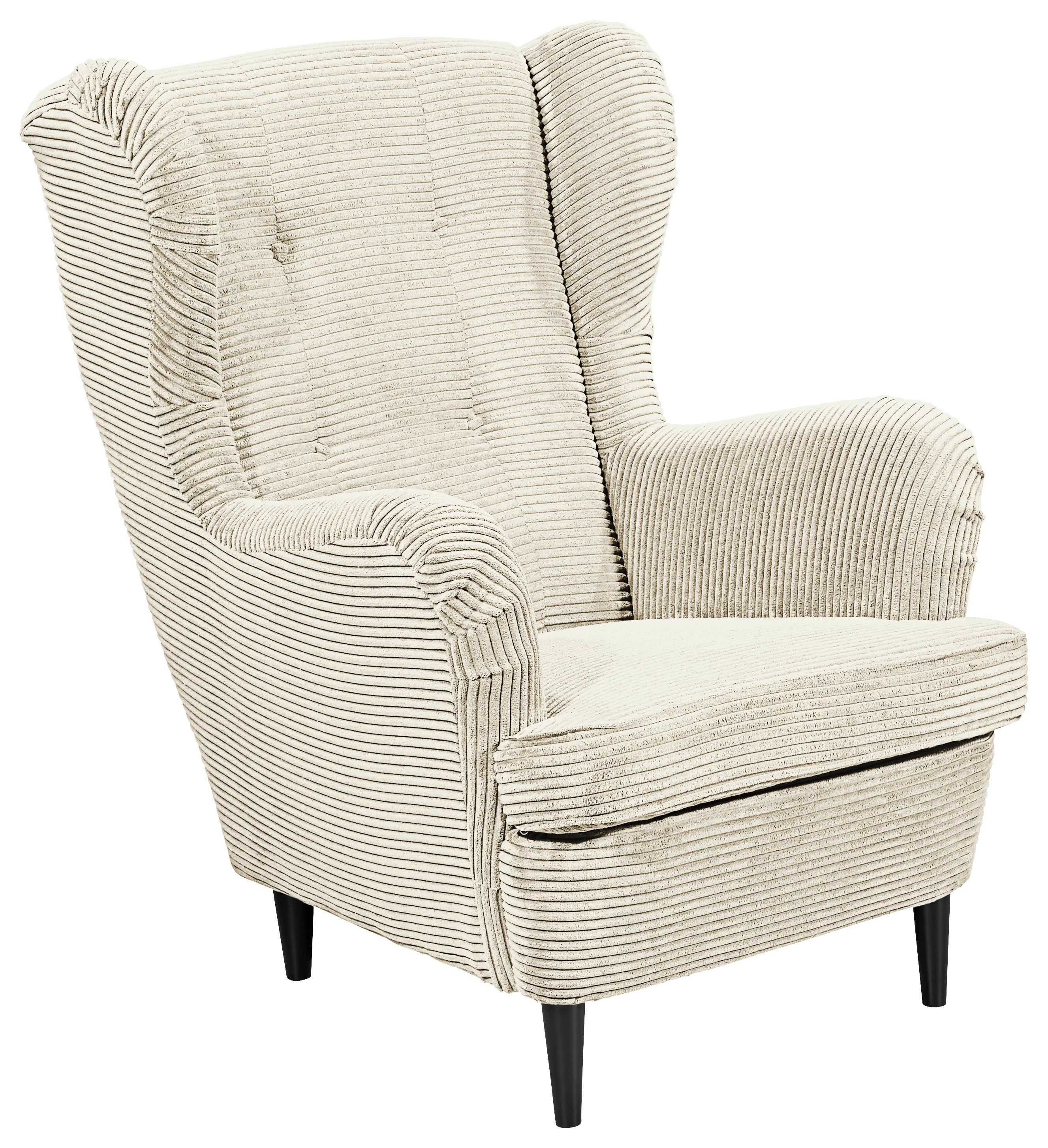 Ohrensessel Oskar Creme B: 78 Cm - Creme/Schwarz, Basics, Textil (78/102/98cm) - MID.YOU