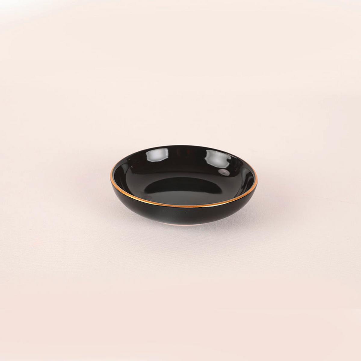 Kombiservice Porzellan, Für 6 Personen, Schwarz, Goldfarben - Goldfarben/Schwarz, Basics, Keramik (19/19/19cm) - P & B