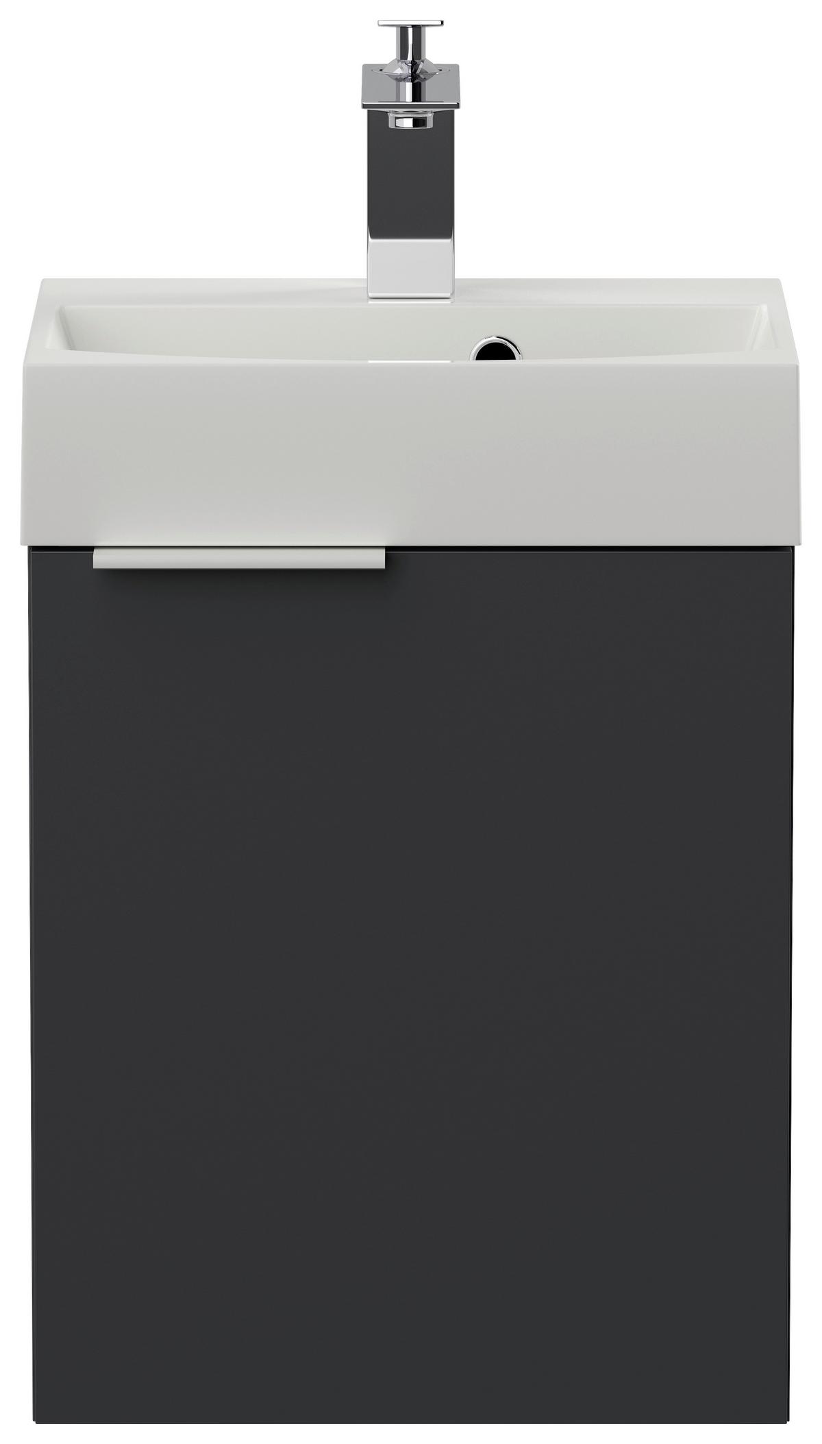 Gästebad Cubi Graphitfarben B: 40 cm - Graphitfarben/Weiß, MODERN, Holzwerkstoff/Stein (40cm) - MID.YOU