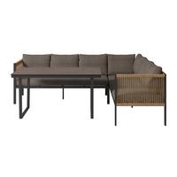 Loungegarnitur 3-Tlg Berlin Metall/Kunststoff/Glas +kissen - Anthrazit/Braun, MODERN, Glas/Kunststoff (195/170cm) - Beldano