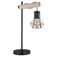 Tischleuchte 54017t - Schwarz/Naturfarben, Natur, Holz/Kunststoff (33/18/55cm) - Globo
