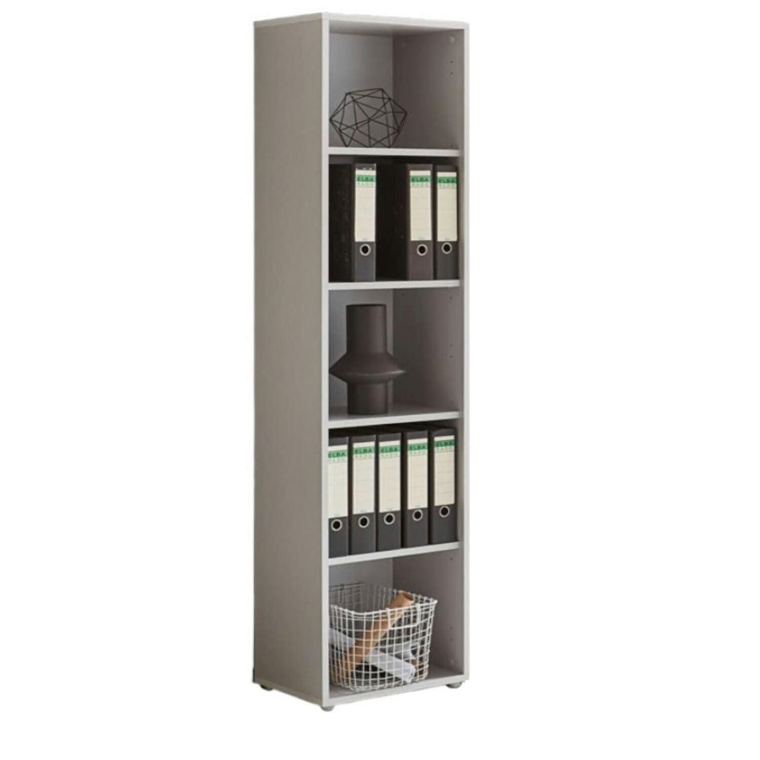 AKTENREGAL Grau B: 44,1cm - Silberfarben/Grau, MODERN, Holzwerkstoff (44,1/185,6/33cm) - MID.YOU