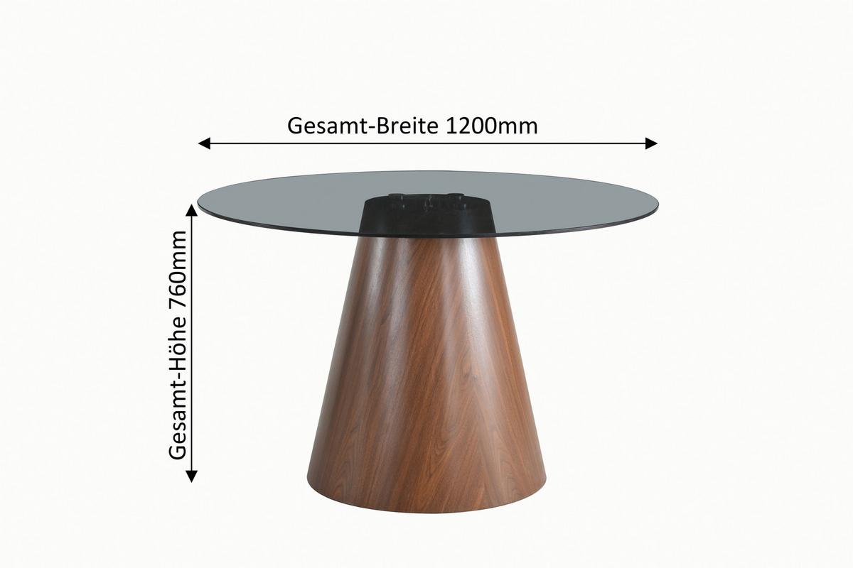 Esstisch Sienna Walnussfarben/D-Grau L: 120 cm - Dunkelgrau/Walnussfarben, MODERN, Glas/Holzwerkstoff (120/120/75cm) - MID.YOU