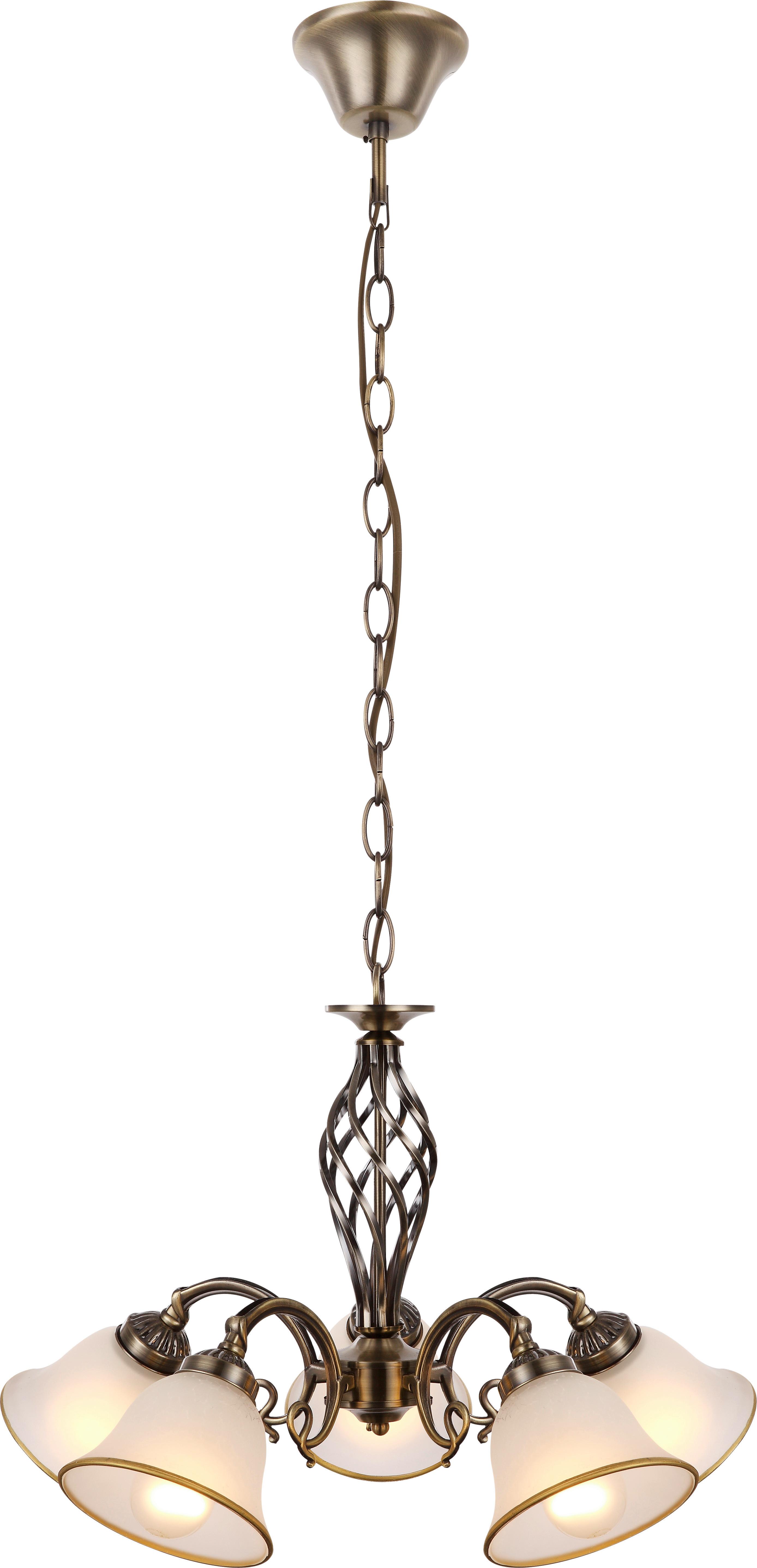Hängeleuchte H: 120 cm 5-Flammig, mit Glasschirm