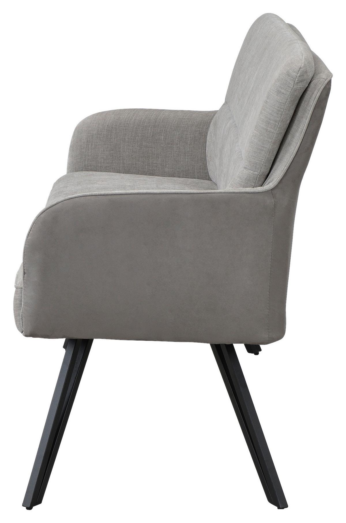 Sitzbank Tino - Hellgrau/Schwarz, MODERN, Textil/Metall (140/94/67cm) - MID.YOU