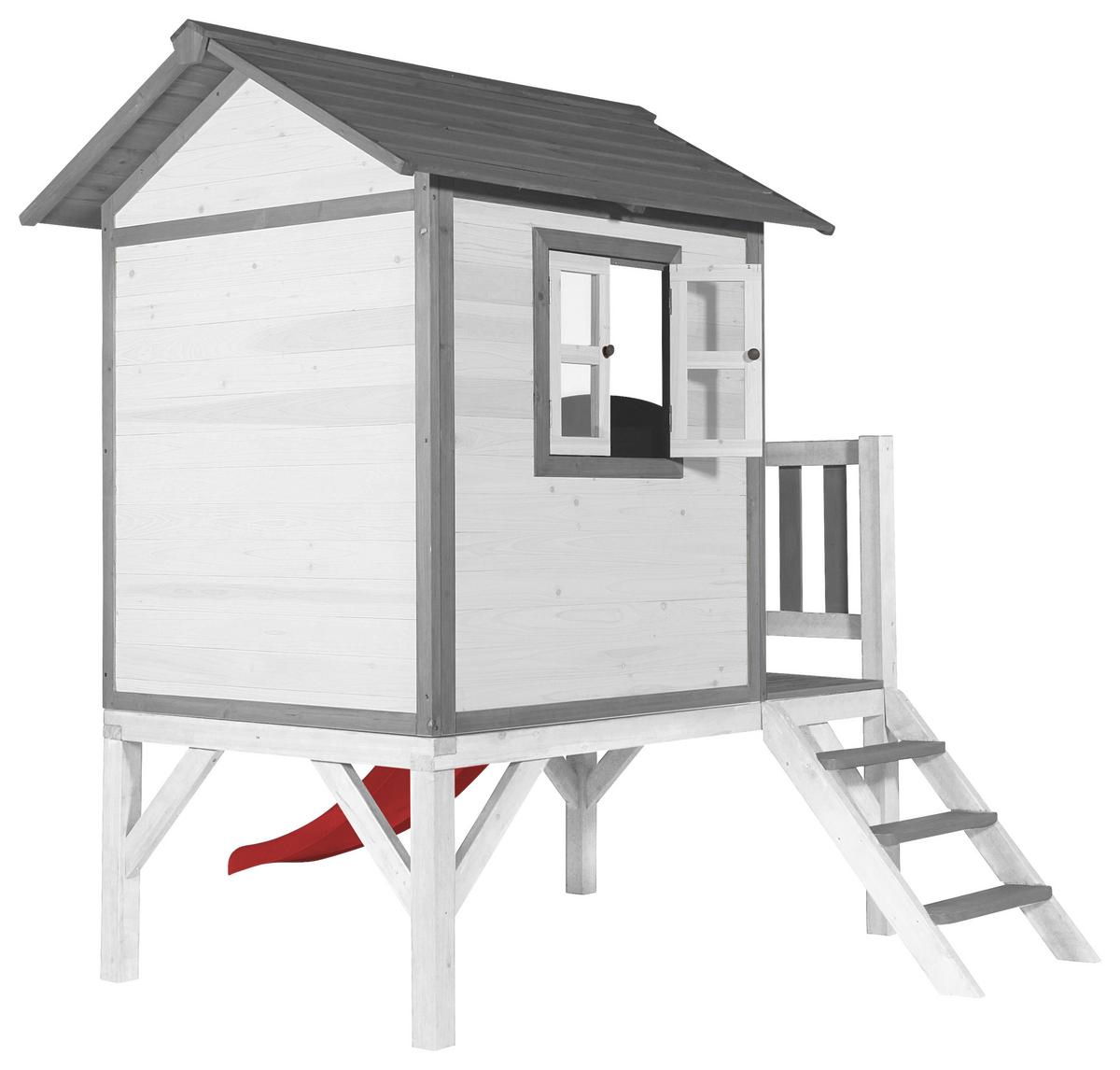 Spielhaus C050.002.20 - Rot/Weiß, KONVENTIONELL, Holz/Kunststoff (240/189/167cm) - Ambia Garden