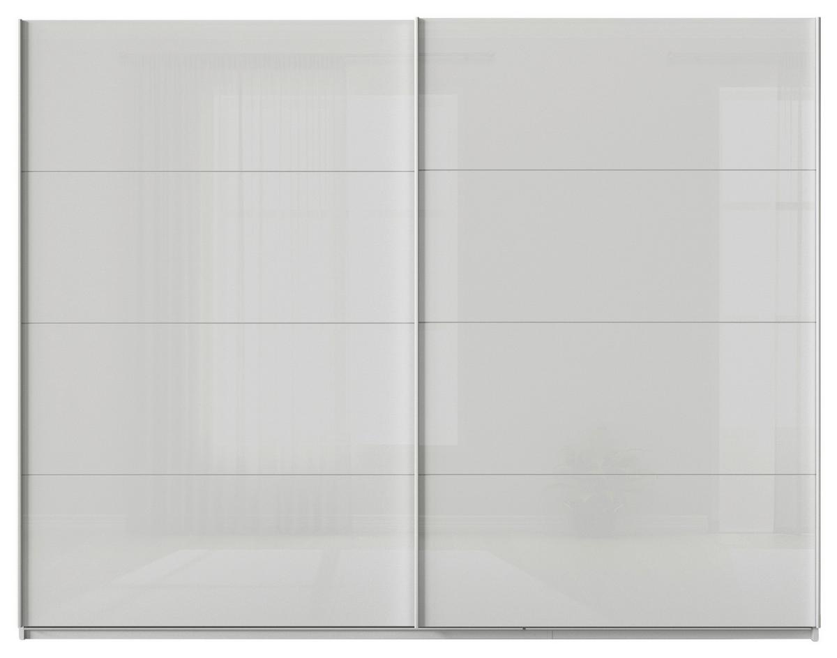 Tolóajtós Szekrény Feldkirch 271/210cm - világosszürke/magasfényű szürke, Modern, faalapú anyag/Üveg (271/210/62cm)