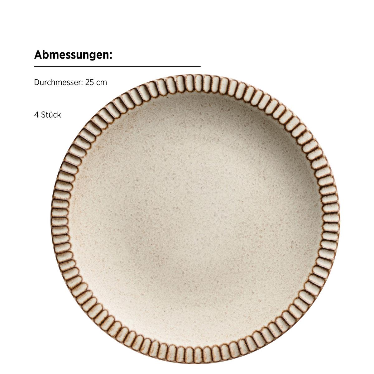 Tellerset 8-Teilig. Steinzeug, Beige - Beige, Basics, Keramik - Mäser