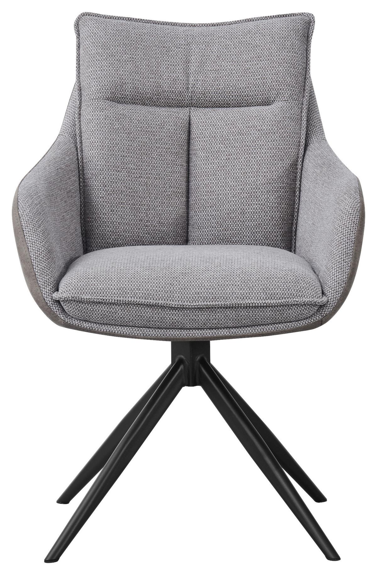 Armlehnstuhl Emilia II Webstoff braun, B: 60cm - Schwarz/Braun, MODERN, Holz/Textil (60/88/65cm)