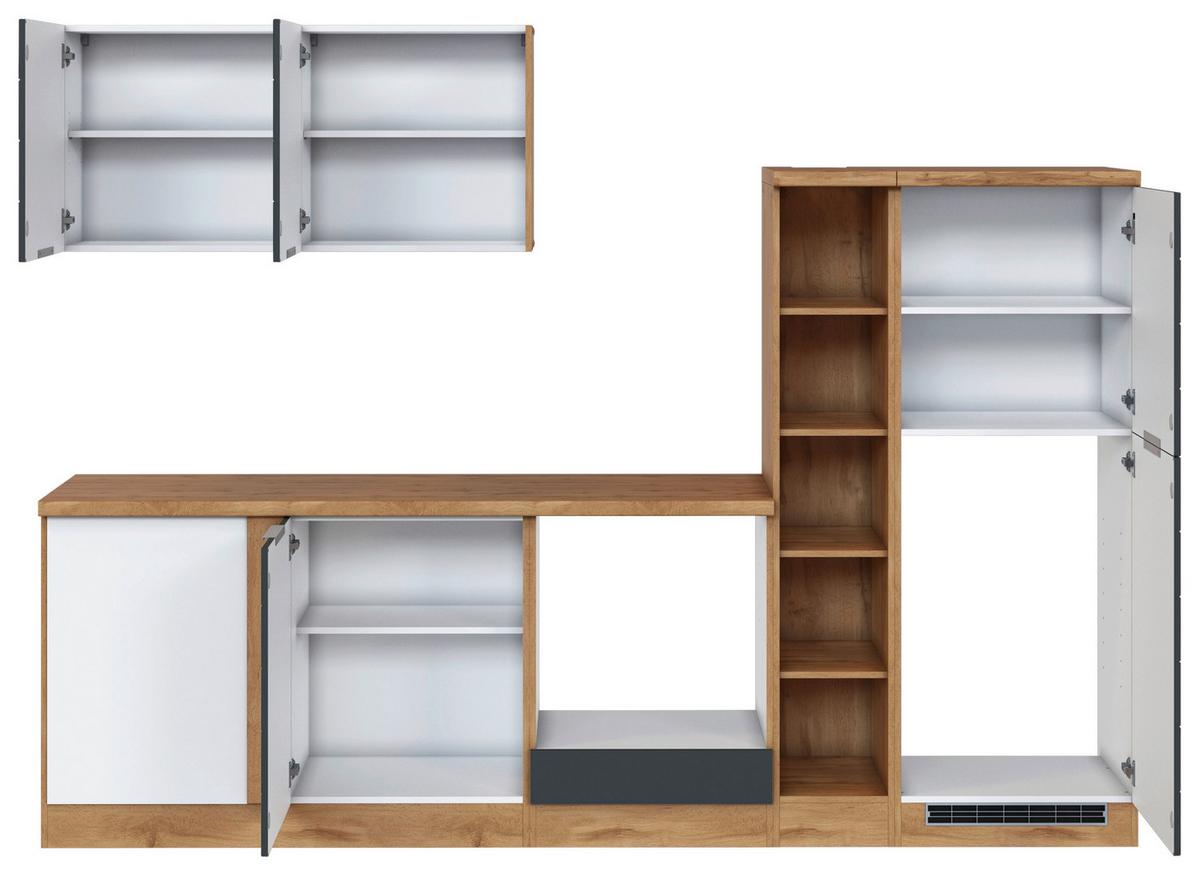 Eckküche Florenz ohne Geräte 240x270 cm Grau/Eichefarben - Eiche Wotan/Grau, Design, Holzwerkstoff (240/270cm) - Held