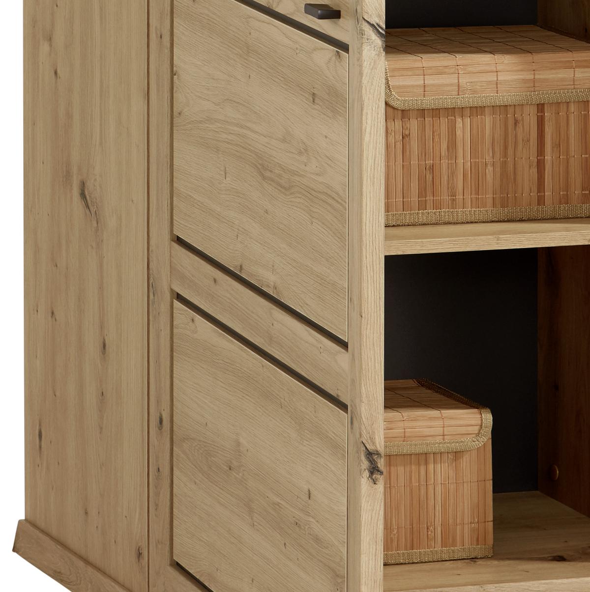 Vitrine Harvey B: 64,2 cm, Eiche Dekor/Anthrazit - Eichefarben/Anthrazit, LIFESTYLE, Glas/Holzwerkstoff (64,2/209,2/43cm)