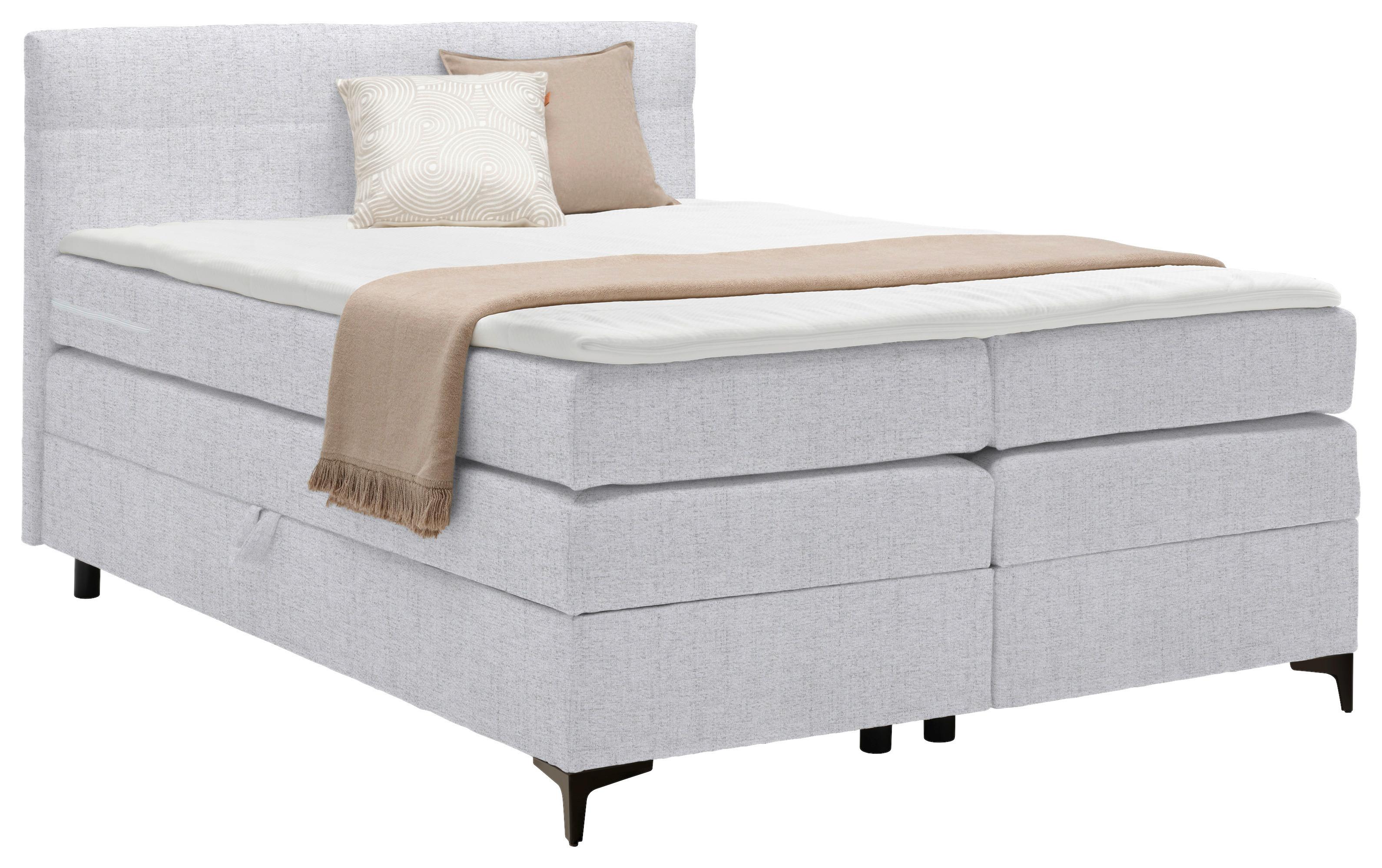 Boxspringová postel BARI 140/200, světle šedá - černá/světle šedá, Konvenční, kov/textil (140/200cm) - Mömax