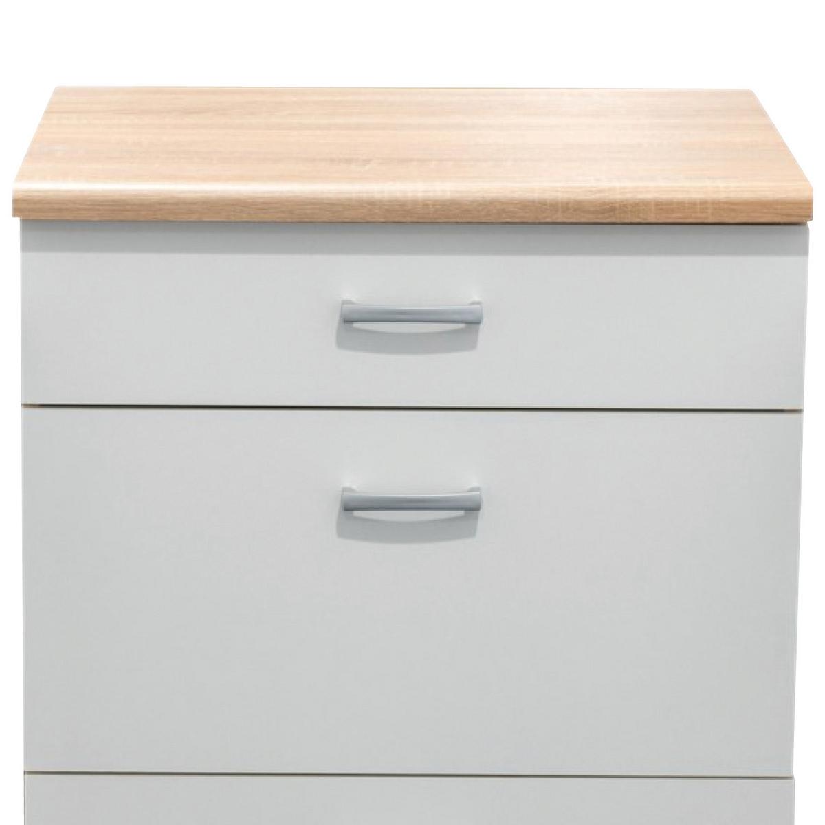 Spodná skrinka so zásuvkami šírka/výška: 60/90 cm - biela/farba duba, Basics, kompozitné drevo/plast (60/90/60cm) - MID.YOU