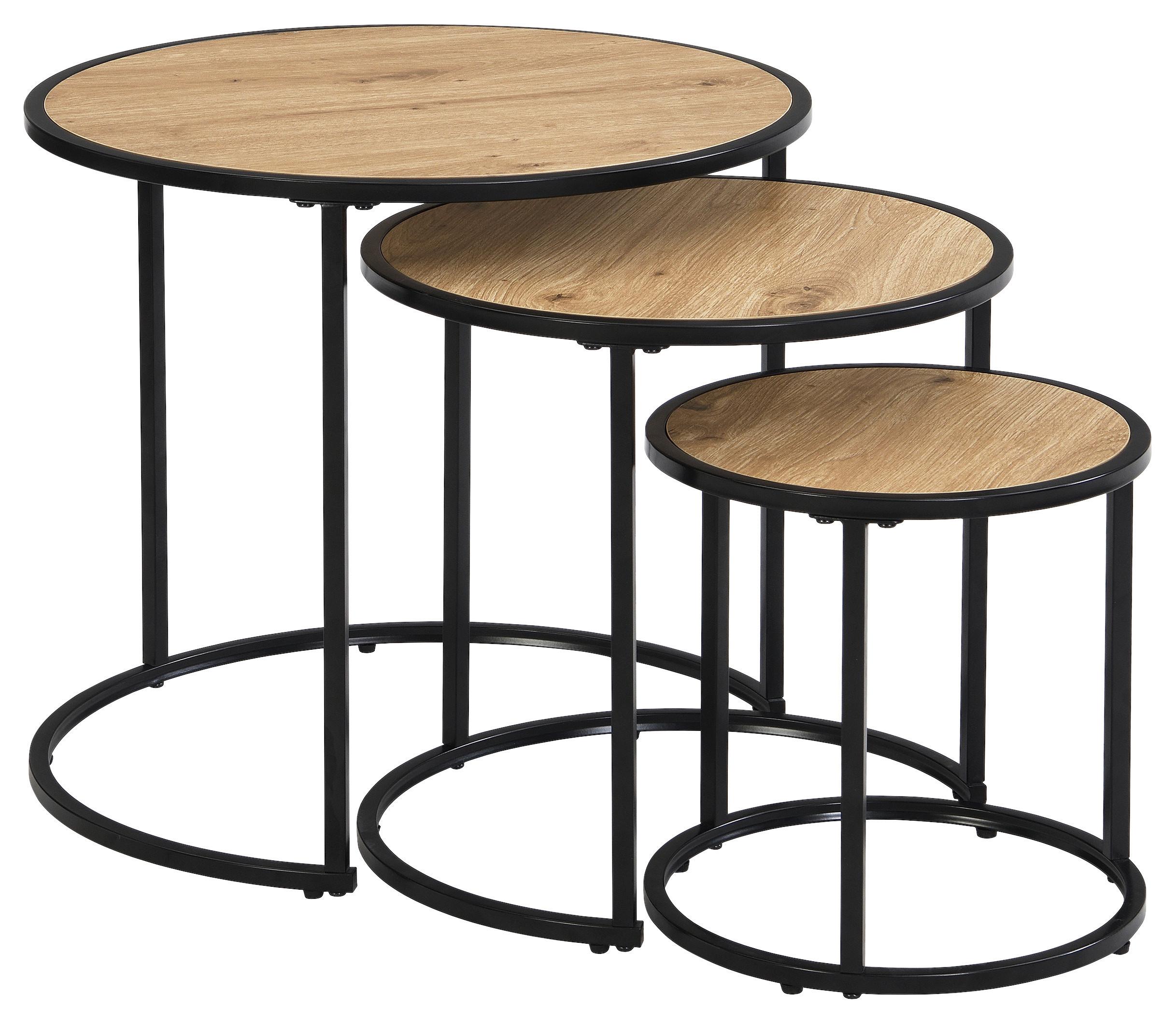 Beistelltisch Milan 3 - Schwarz/Eiche Artisan, MODERN, Holzwerkstoff/Metall (50/45/50cm)