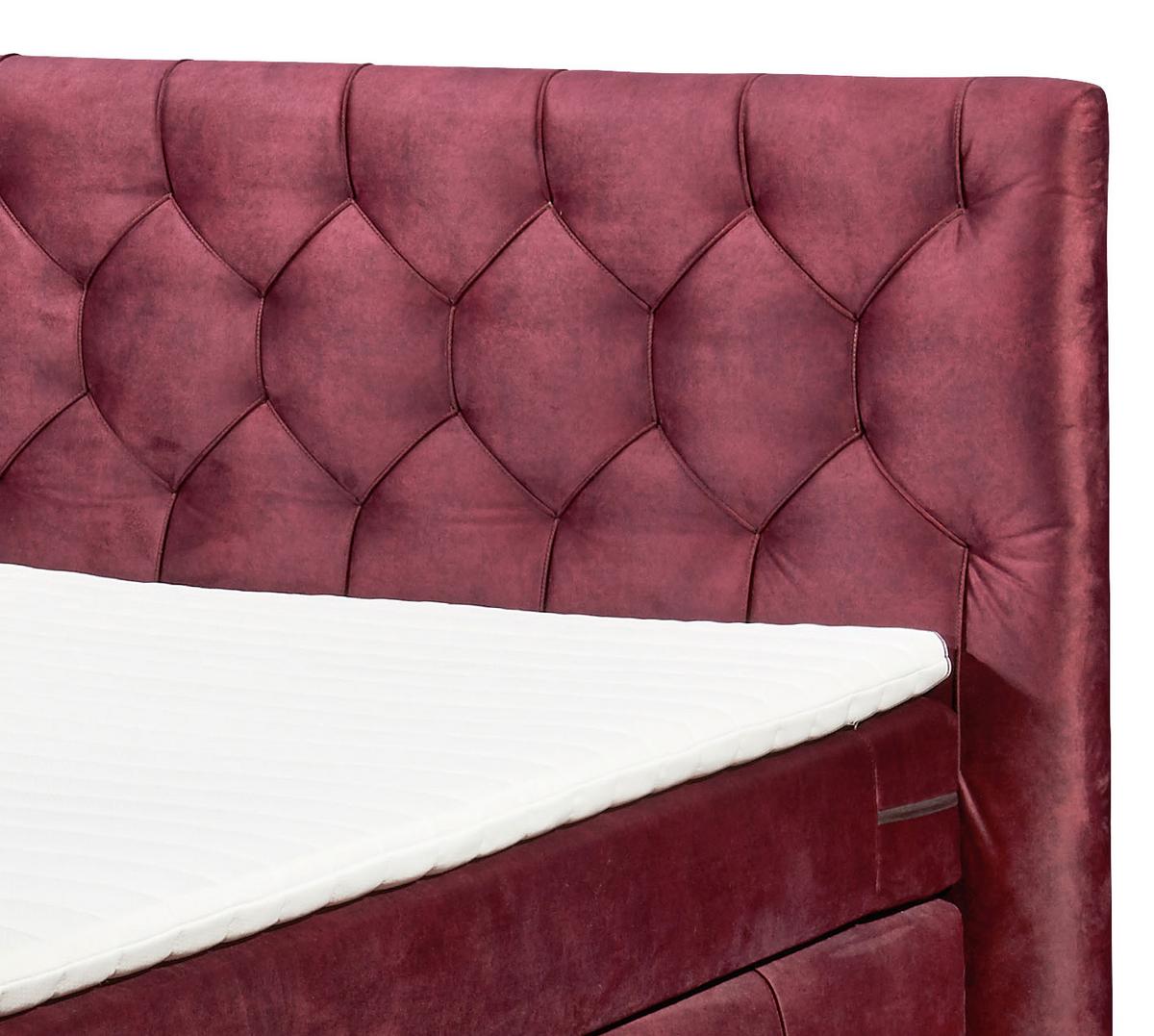 Boxspringbett Mit Topper 180x200 Pembroke - Bordeaux/Lila, Basics, Holzwerkstoff/Textil (180/200cm) - MID.YOU