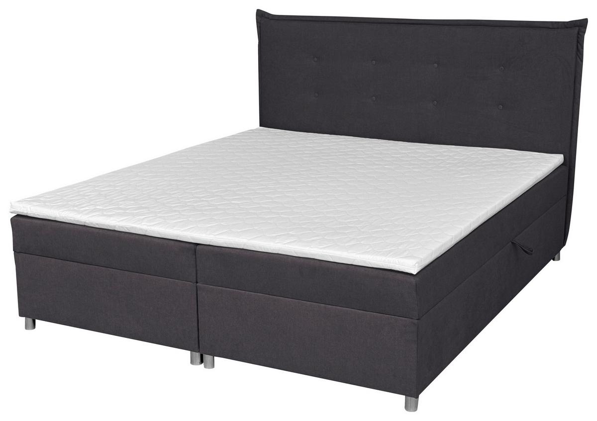 Boxbett Mit Topper & Bettkasten 180x200 Levie - Silberfarben/Graphitfarben, Basics, Textil (180/200cm) - MID.YOU