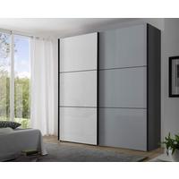 Schwebetürenschrank Glasfront 167 Cm Includo, Hellgrau/weiß - Dunkelgrau/Hellgrau, MODERN, Glas/Holzwerkstoff (167/222/68cm)