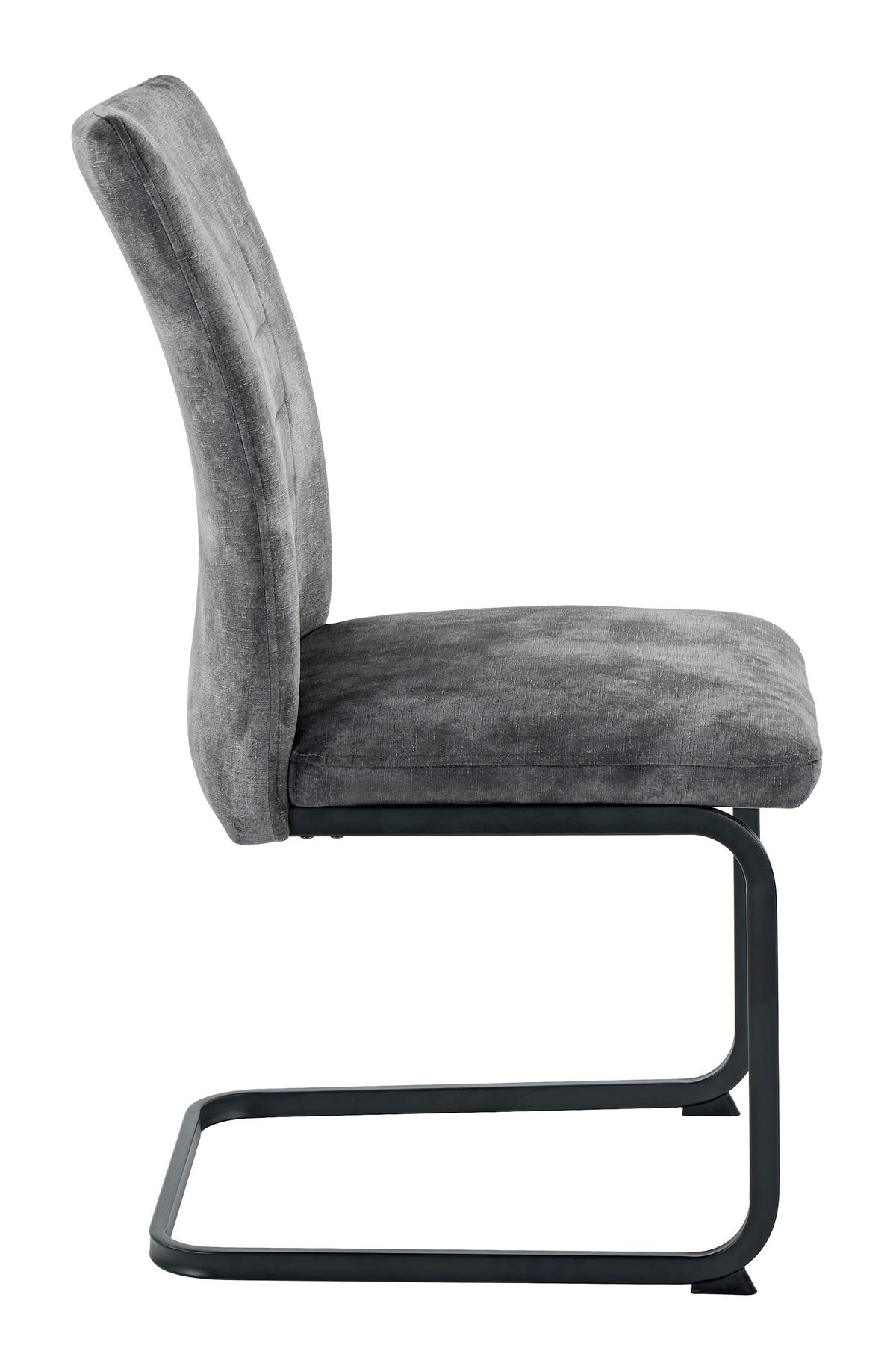 Schwingstuhl-Set Gela S 4er-Set - Anthrazit/Schwarz, MODERN, Textil/Metall (49/98/61cm) - MID.YOU