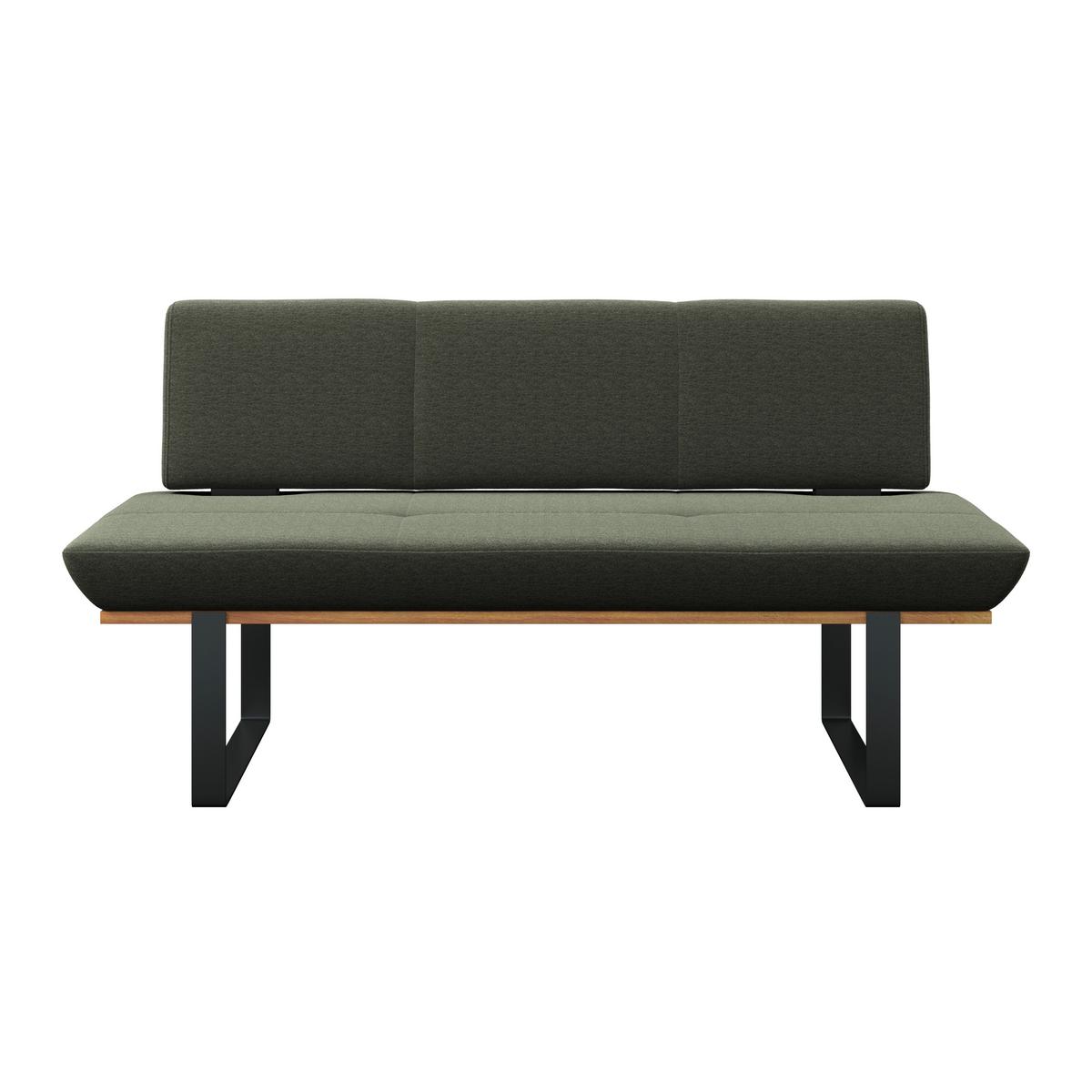 Sitzbank Tristan Webstoff grün, B: 170cm - Schwarz/Grün, MODERN, Holz/Textil (170/48/90cm) - James Wood