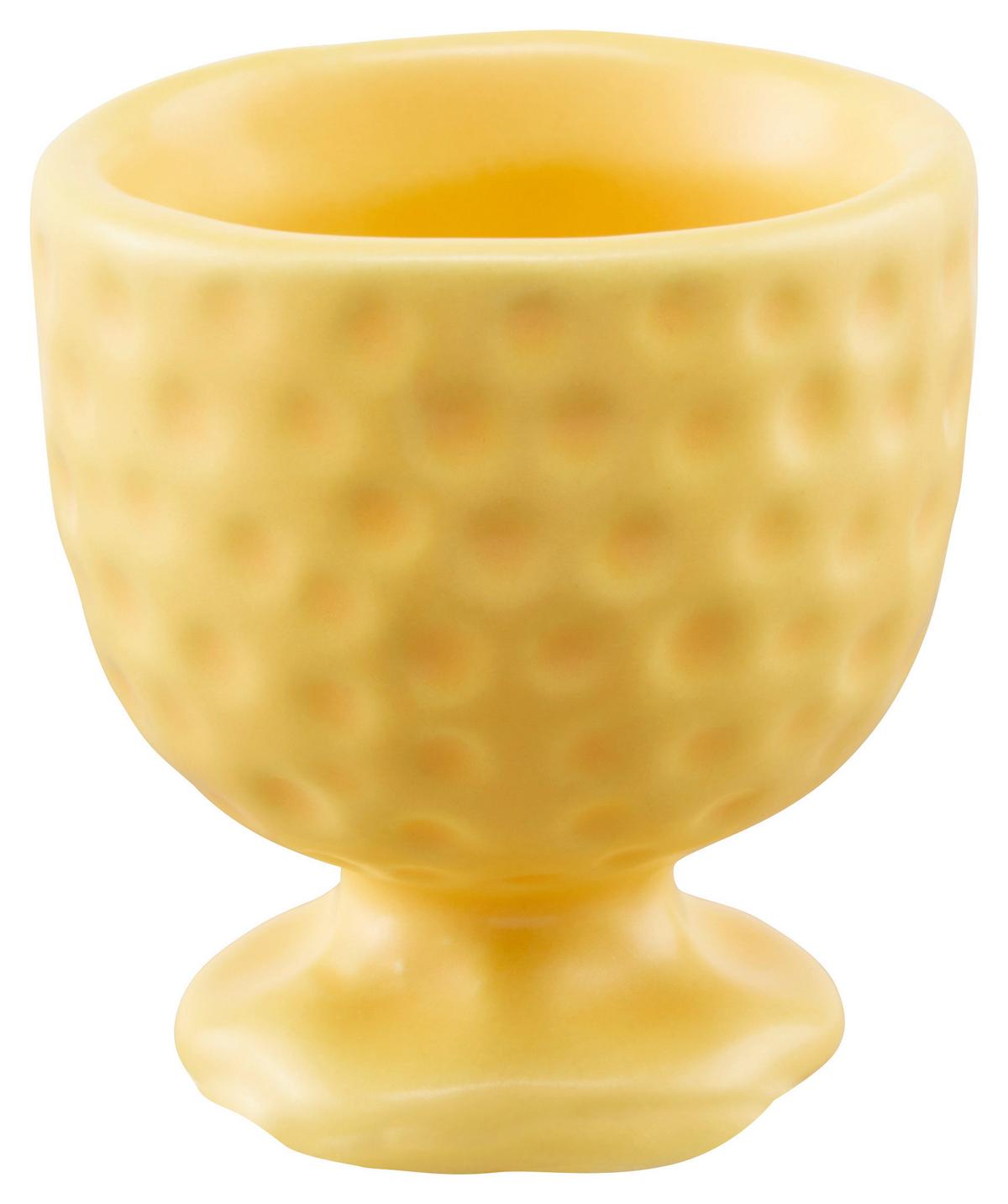 Eierbecher Eierbecher mit Punkten - Pink/Gelb, KONVENTIONELL, Stein (5/5/5,5cm)