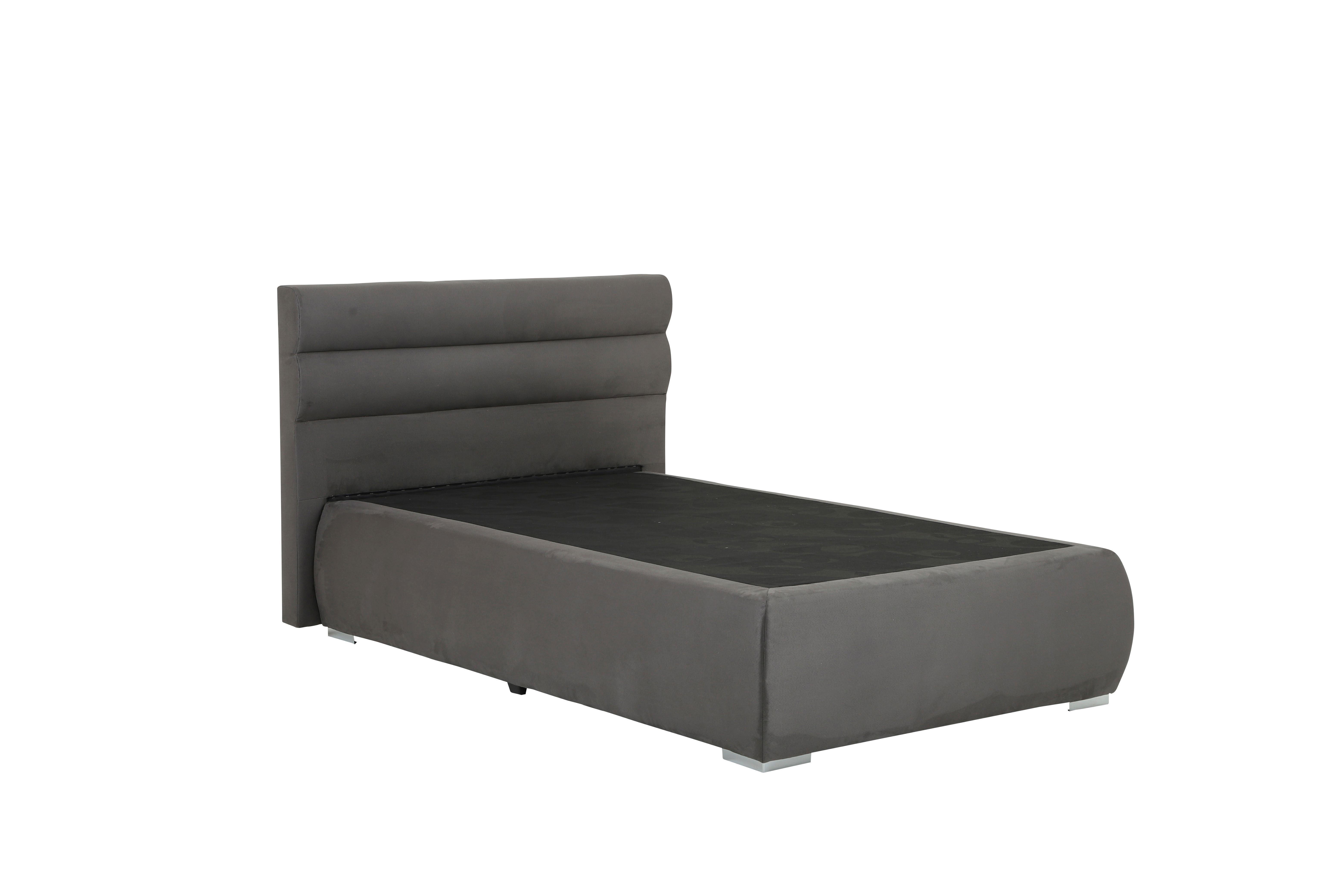 Boxspringbett mit Topper 120x200 cm Gala Anthrazit - Chromfarben/Anthrazit, Basics, Textil (120/200cm)