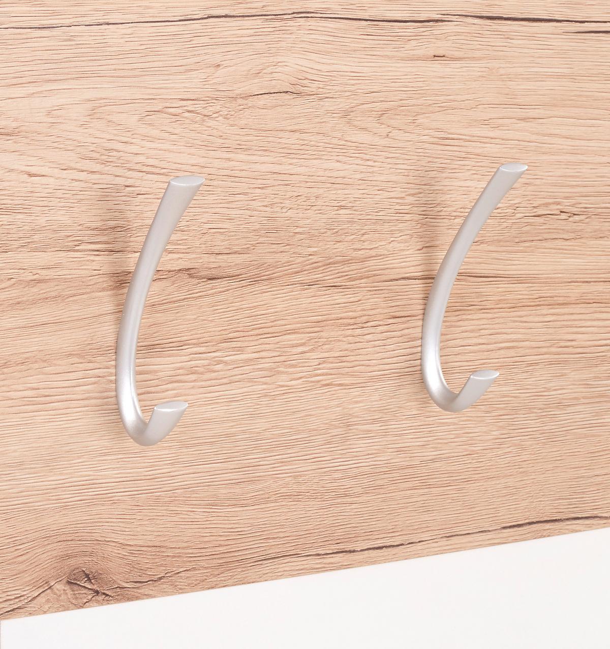 Garderobenpaneel Moya Weiß /eichefarben B: 70 Cm 6 Haken - Eichefarben/Weiß, MODERN, Holzwerkstoff/Kunststoff (70/99/2cm)