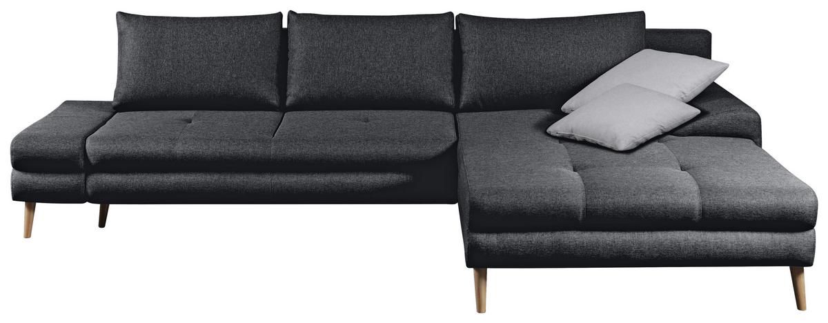 Ecksofa Floby Mit Zierkissen Dunkelgrau - Dunkelgrau/Erlefarben, Trend, Textil (313/215cm) - MID.YOU