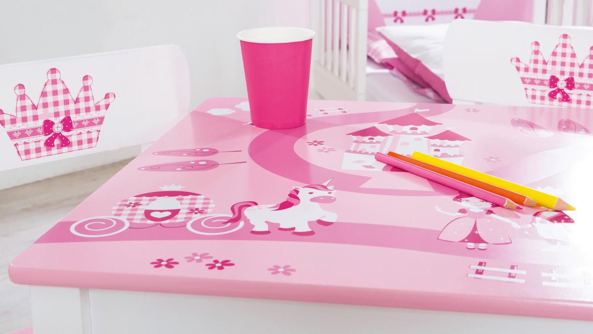 Kindersitzgruppe 450018d332 Krone - Rosa/Weiß, Basics, Holz/Holzwerkstoff - Roba