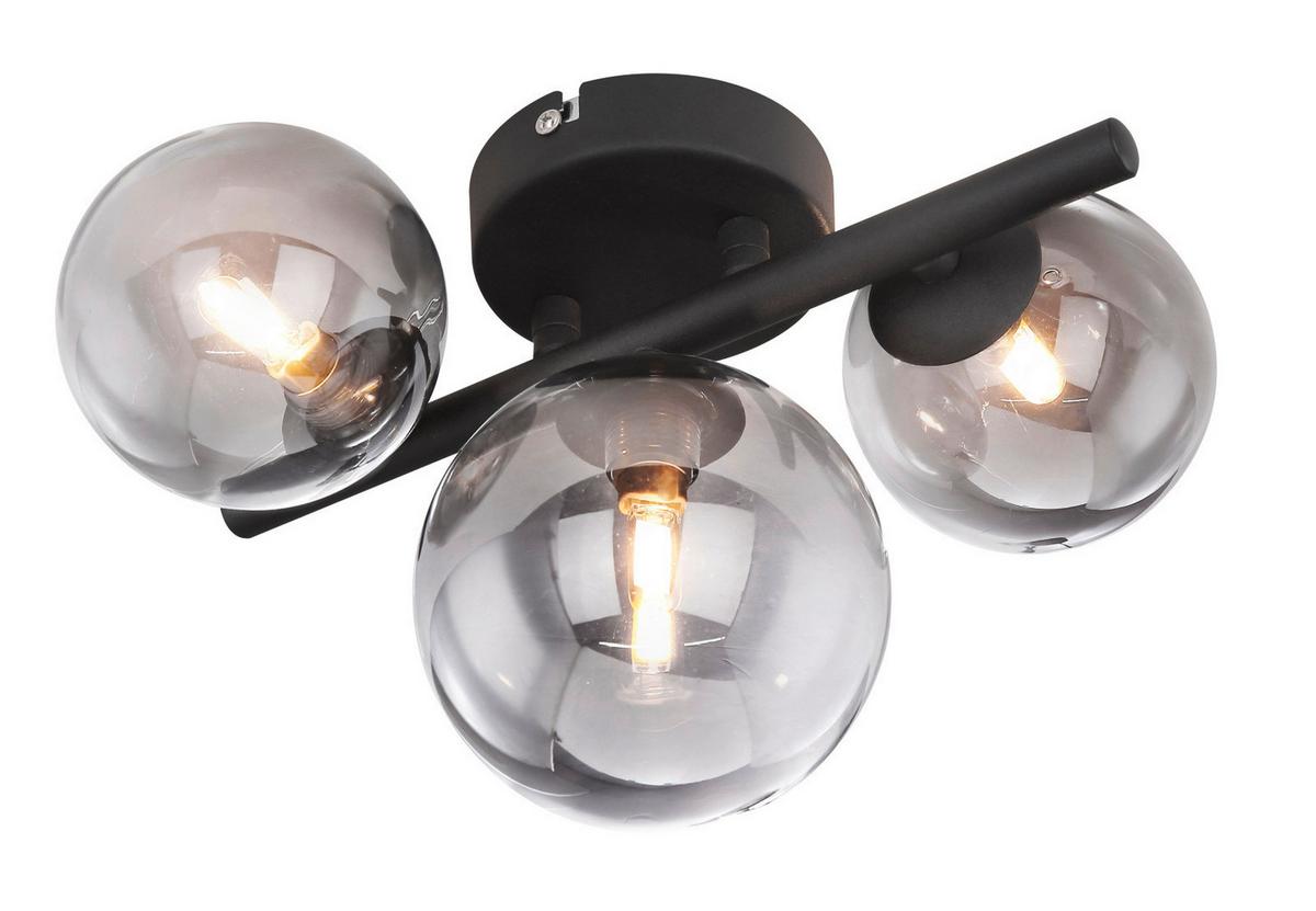 Led Falilámpa 56133-3w Riha - fekete, Design, Üveg/fém (28/19cm)
