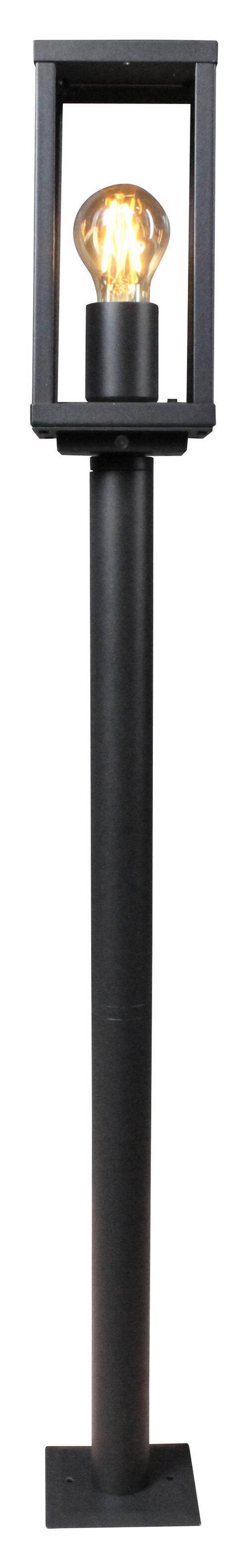 Wegeleuchte Karo 60 Watt Glas Metall - Klar/Schwarz, Basics, Glas/Metall (100/11/11cm)