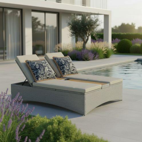 ZAHRADNÍ LEHÁTKO MONERO - šedá, Moderní, kov/dřevo (201cm) - Bessagi Garden